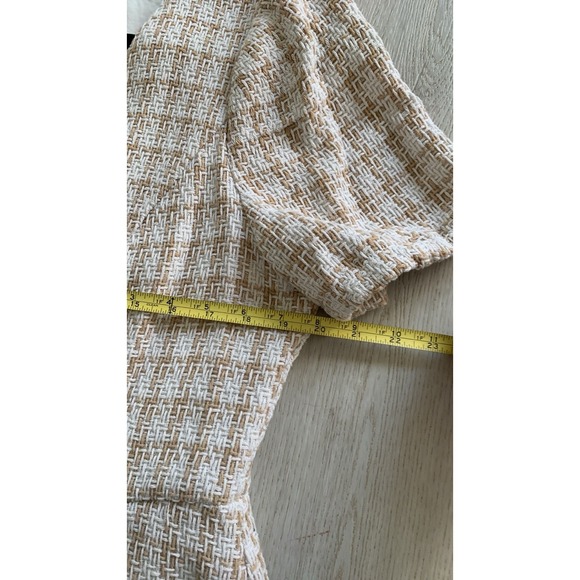 NWT Nanette Lepore tweed dress Buttons style  14 classic elegant warm sand white - Picture 5 of 13